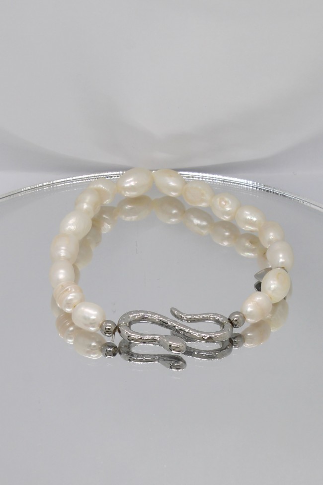 Βραχιόλι Χεριού - Silver Snake Pearl