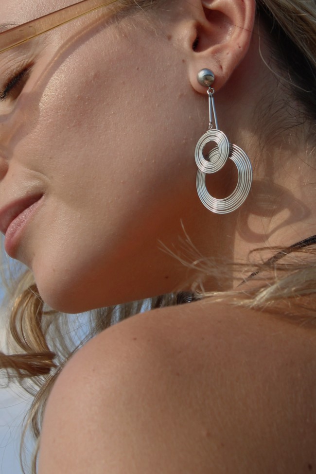 Σκουλαρίκια Κρεμαστά - Charlotte Silver Circles 