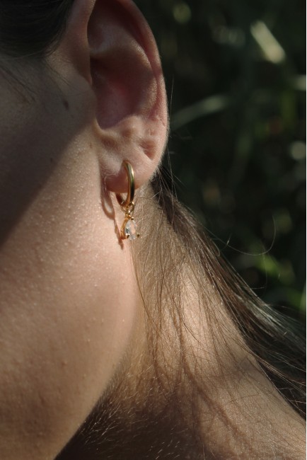 Σκουλαρίκια Κρεμαστά - Cecile Golden Diamond 