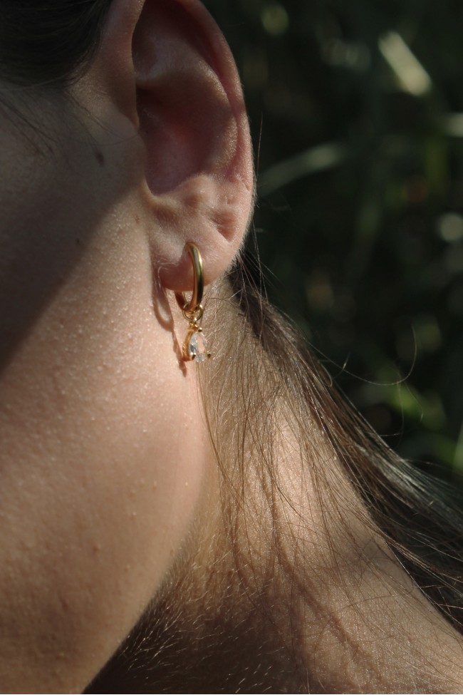 Σκουλαρίκια Κρεμαστά - Cecile Golden Diamond 