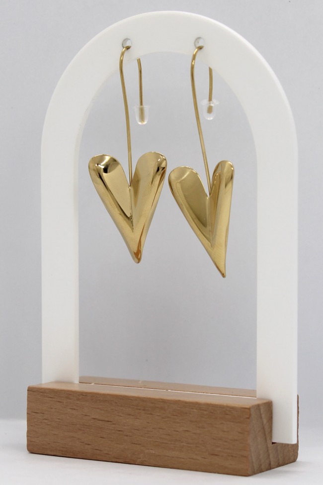 Σκουλαρίκια Κρεμαστά - Heart Golden Swirl