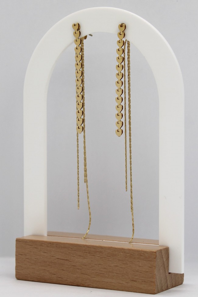 Σκουλαρίκια Κρεμαστά - Golden Hearts Flow