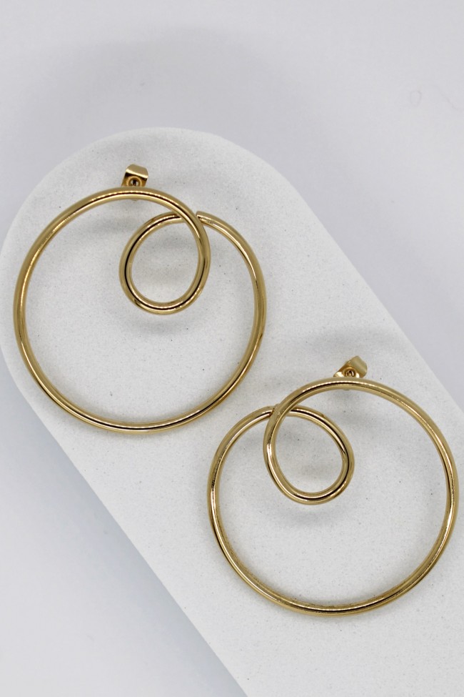 Σκουλαρίκια Κρεμαστά - Golden Linear Bliss