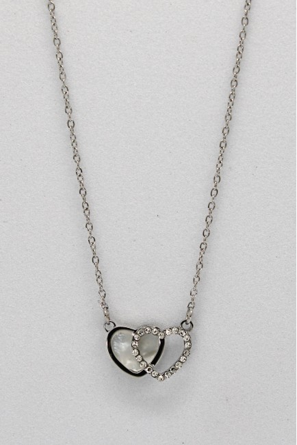 Κολιέ Με Καρδιές - Crystal Heart Silver