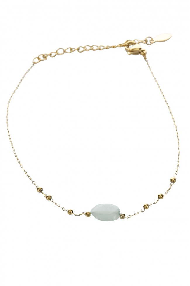 Αλυσίδα Ποδιού - Golden Earth White Stone 