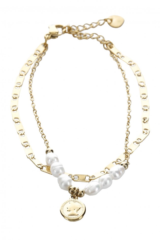 Βραχιόλι Χεριού - Golden Twist Chain with Pearl
